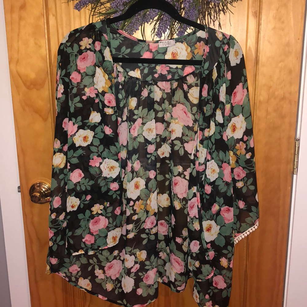 Flower Kimono with Pompom detail